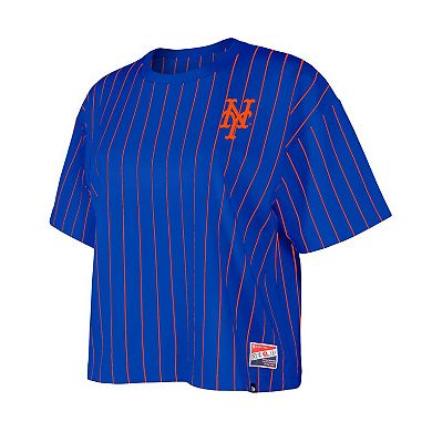 Women's New Era Royal New York Mets Boxy Pinstripe T-Shirt