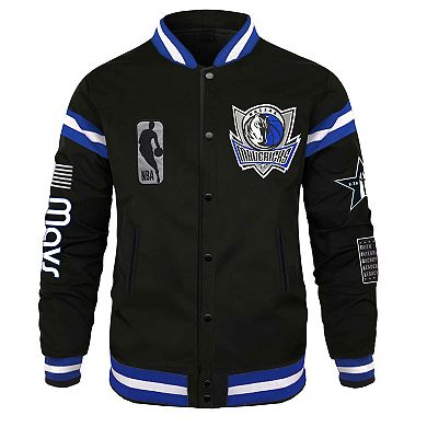 Unisex FISLL x Black History Collection  Black Dallas Mavericks Full-Snap Varsity Jacket