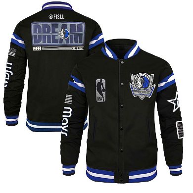 Unisex FISLL x Black History Collection  Black Dallas Mavericks Full-Snap Varsity Jacket