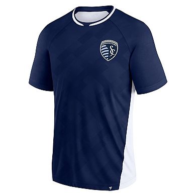 Men's Fanatics Branded Navy Sporting Kansas City Attacker Raglan T-Shirt