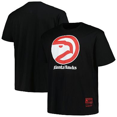 Men's Mitchell & Ness Black Atlanta Hawks Big & Tall Hardwood Classics Vintage Logo T-Shirt