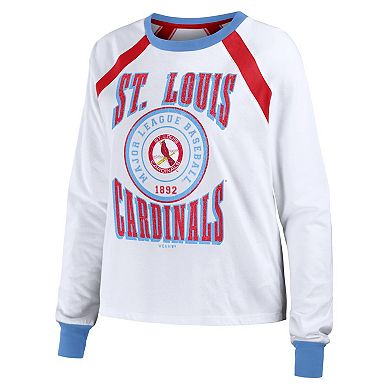 Women's WEAR by Erin Andrews White St. Louis Cardinals Raglan Long Sleeve T-Shirt