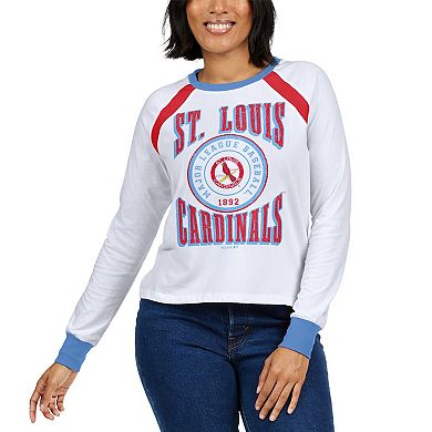 Women's WEAR by Erin Andrews White St. Louis Cardinals Raglan Long Sleeve T-Shirt