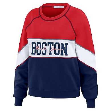 Women's WEAR by Erin Andrews Red/Navy Boston Red Sox Crewneck Pullover Sweatshirt