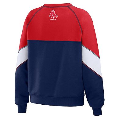 Women's WEAR by Erin Andrews Red/Navy Boston Red Sox Crewneck Pullover Sweatshirt