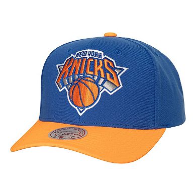 Men's Mitchell & Ness Blue/Orange New York Knicks Soul XL Logo Pro Crown Snapback Hat