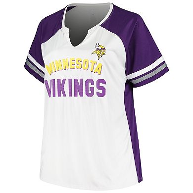 Women's Fanatics Branded White/Purple Minnesota Vikings Plus Size Color Block T-Shirt
