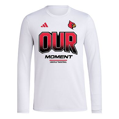 Unisex adidas  White Louisville Cardinals 2024 On-Court Bench Our Moment Long Sleeve T-Shirt