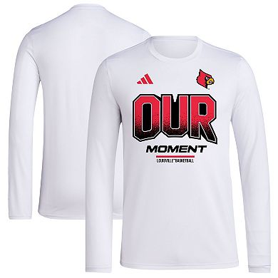 Unisex adidas  White Louisville Cardinals 2024 On-Court Bench Our Moment Long Sleeve T-Shirt