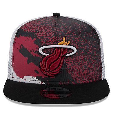 Men's New Era Black Miami Heat Court Sport Speckle 9FIFTY Snapback Hat