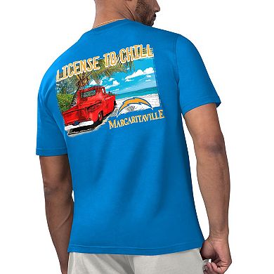 Men's Margaritaville Powder Blue Los Angeles Chargers Licensed to Chill T-Shirt