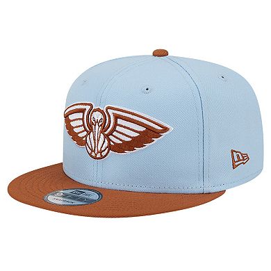 Men's New Era Light Blue/Brown New Orleans Pelicans 2-Tone Color Pack 9FIFTY Snapback Hat