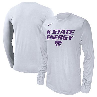 Unisex Nike  White Kansas State Wildcats 2024 On-Court Bench Long Sleeve T-Shirt