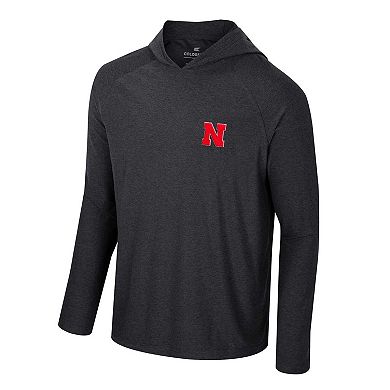 Men's Colosseum Black Nebraska Huskers Cloud Jersey Raglan Long Sleeve Hoodie T-Shirt