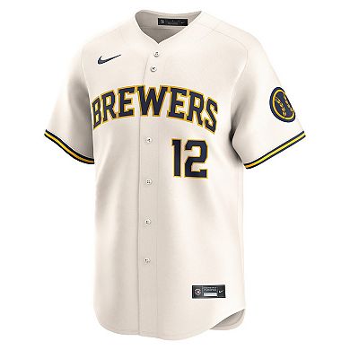 Men's Nike Rhys Hoskins Cream Milwaukee Brewers Home Limited Player Jersey