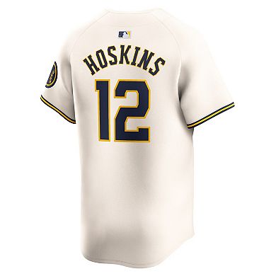 Men's Nike Rhys Hoskins Cream Milwaukee Brewers Home Limited Player Jersey