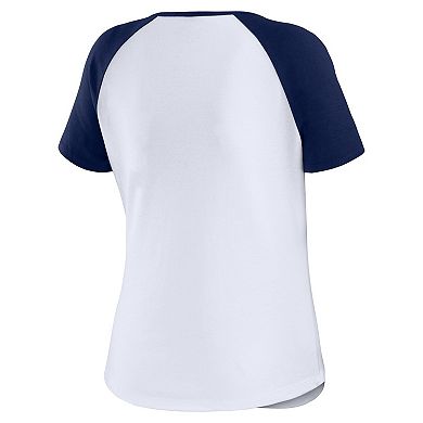 Women's WEAR by Erin Andrews White/Navy Houston Astros Henley Raglan T-Shirt
