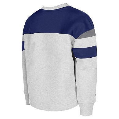 Girls Youth New Era Gray Los Angeles Dodgers Colorblock Pullover Sweatshirt
