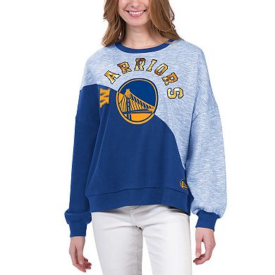 Women's G-III 4Her by Carl Banks Royal Golden State Warriors Benches Split Pullover Sweatshirt