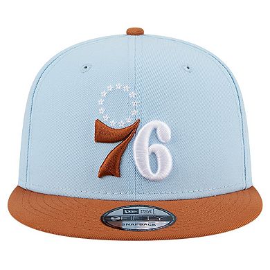 Men's New Era Light Blue/Brown Philadelphia 76ers 2-Tone Color Pack 9FIFTY Snapback Hat