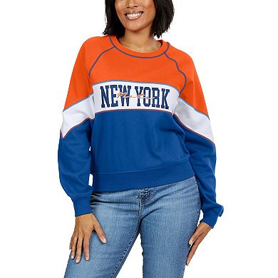 Women's WEAR by Erin Andrews Red/Royal New York Mets Crewneck Pullover Sweatshirt