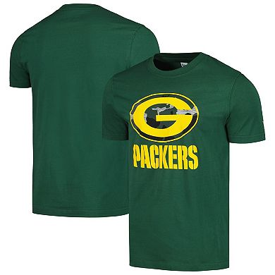 Men's New Era Green Green Bay Packers Camo Logo T-Shirt