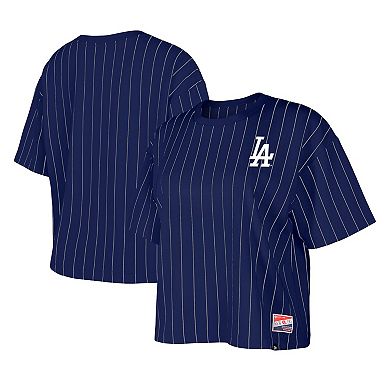 Women's New Era Royal Los Angeles Dodgers Boxy Pinstripe T-Shirt