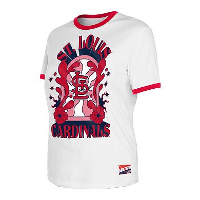 Women's New Era White St. Louis Cardinals Oversized Ringer T-Shirt