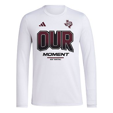 Unisex adidas  White Texas A&M Aggies 2024 On-Court Bench Our Moment Long Sleeve T-Shirt
