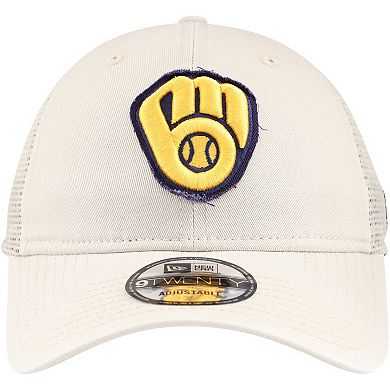 Men's New Era Stone Milwaukee Brewers Game Day 9TWENTY Adjustable Trucker Hat