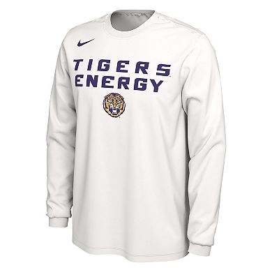 Unisex Nike  White LSU Tigers 2024 On-Court Bench Energy Long Sleeve T-Shirt