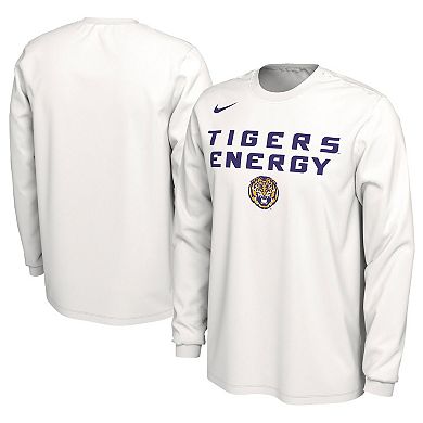 Unisex Nike  White LSU Tigers 2024 On-Court Bench Energy Long Sleeve T-Shirt