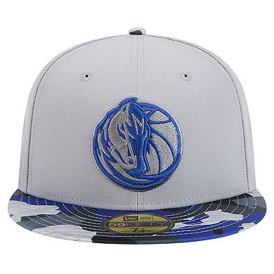 Men's New Era Gray Dallas Mavericks Active Color Camo Visor 59FIFTY Fitted Hat