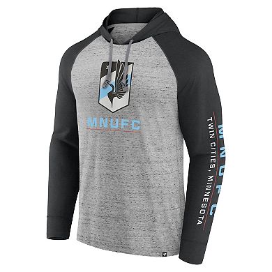 Men's Fanatics Branded Steel Minnesota United FC Deflection Raglan Pullover Hoodie