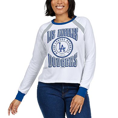 Women's WEAR by Erin Andrews White Los Angeles Dodgers Raglan Long Sleeve T-Shirt