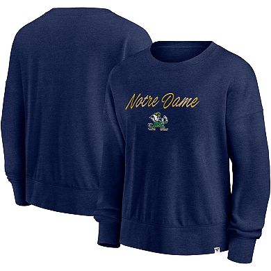 Women's Fanatics Branded Heather Navy Notre Dame Fighting Irish Script Pullover Sweatshirt