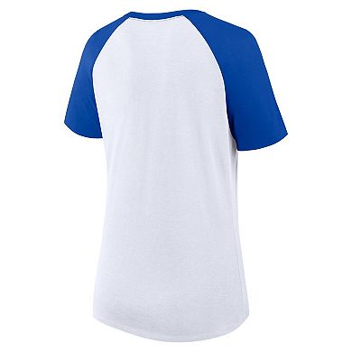 Women's Fanatics White/Royal Kentucky Wildcats Best Squad Stacked Raglan Notch Neck T-Shirt