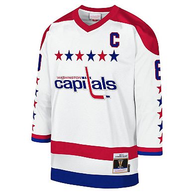 Youth Mitchell & Ness Alexander Ovechkin White Washington Capitals 2012-13 Blue Line Captain Patch Player Jersey