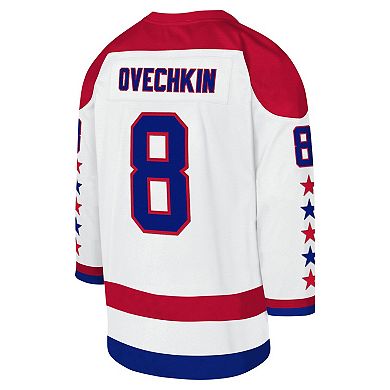 Youth Mitchell & Ness Alexander Ovechkin White Washington Capitals 2012-13 Blue Line Captain Patch Player Jersey
