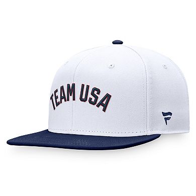 Men's Fanatics Branded White/Navy Team USA Snapback Hat