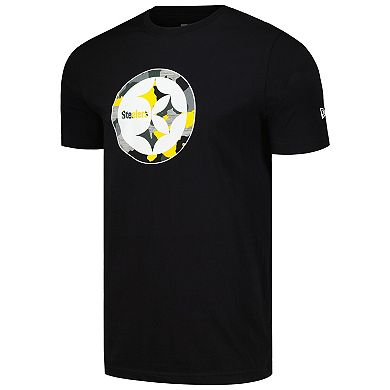 Men's New Era Black Pittsburgh Steelers Camo Logo T-Shirt