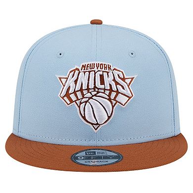 Men's New Era Light Blue/Brown New York Knicks 2-Tone Color Pack 9FIFTY Snapback Hat