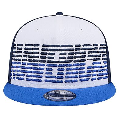 Men's New Era White/Blue Dallas Mavericks Throwback Gradient Tech Font 9FIFTY Snapback Hat