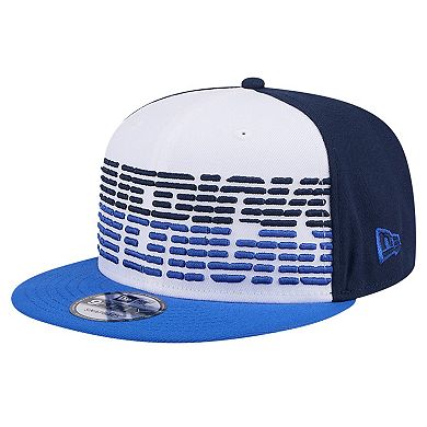 Men's New Era White/Blue Dallas Mavericks Throwback Gradient Tech Font 9FIFTY Snapback Hat