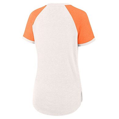 Women's Fanatics Branded White/Orange Houston Astros For the Team Slub Raglan V-Neck Jersey T-Shirt