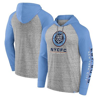 Men's Fanatics Branded Steel New York City FC Deflection Raglan Pullover Hoodie