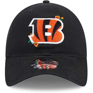 Women's New Era Black Cincinnati Bengals Game Day Flower 9TWENTY Adjustable Hat