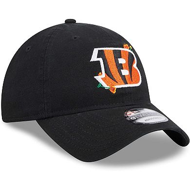 Women's New Era Black Cincinnati Bengals Game Day Flower 9TWENTY Adjustable Hat