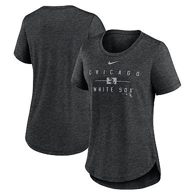 Women's Nike Heather Black Chicago White Sox Knockout Team Stack Tri-Blend T-Shirt