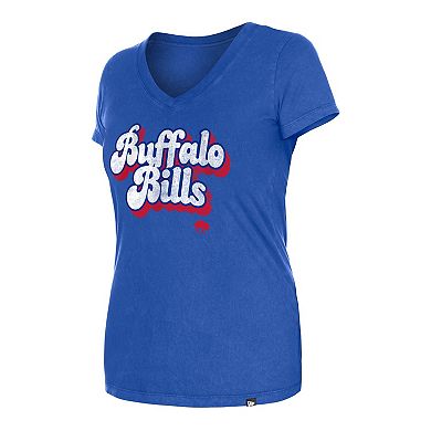 Women's New Era Royal Buffalo Bills Enzyme Wash Low V-Neck T-Shirt